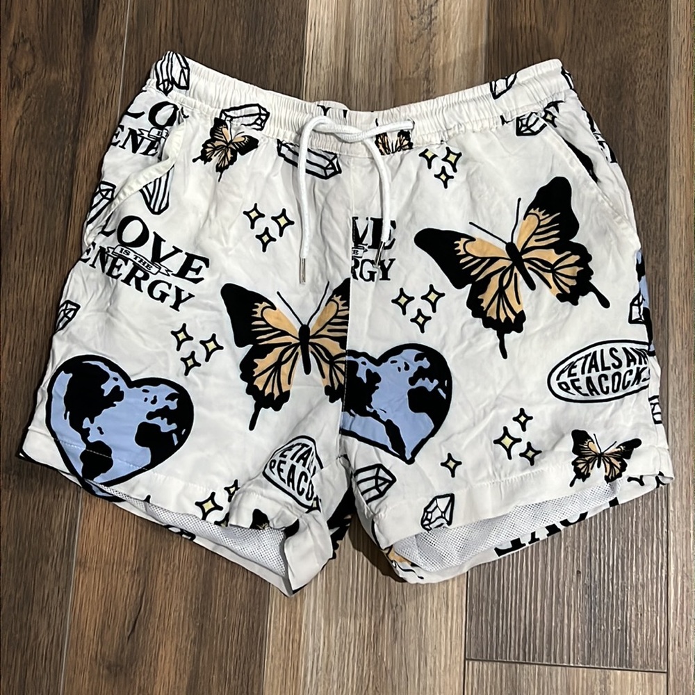 Petals & Peacocks swim shorts